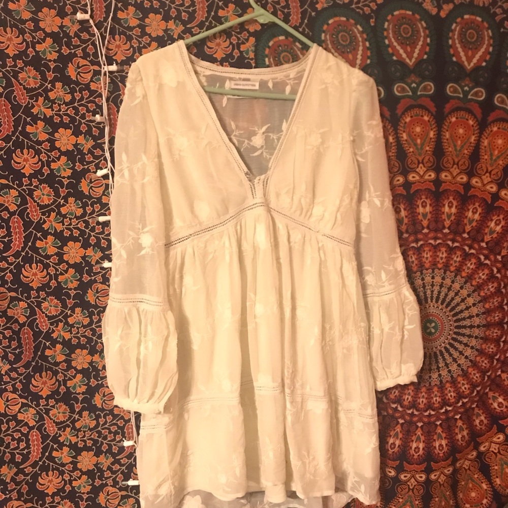 a cream dress